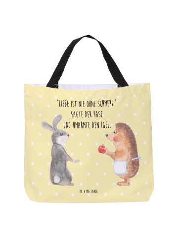 Mr. & Mrs. Panda Shopper Hase Igel mit Spruch in Gelb Pastell