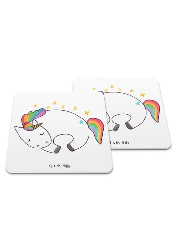 Mr. & Mrs. Panda Untersetzer für Gläser Einhorn Nacht ohne Spruch in Weiß