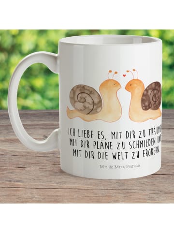 Mr. & Mrs. Panda Tasse mit Henkel Schnecken Liebe mit Spruch in Weiß
