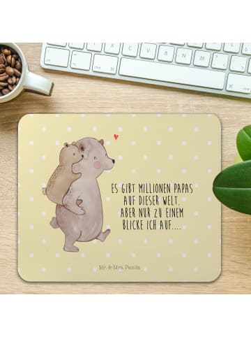 Mr. & Mrs. Panda Mauspad Papa Bär mit Spruch in Gelb Pastell