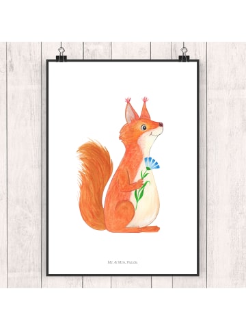 Mr. & Mrs. Panda Posterdruck Eichhörnchen Blume ohne Spruch in Weiß