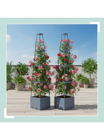 relaxdays 2 x Pflanzkübel in Grau - (B)25 x (H)145 x (T) 25 cm