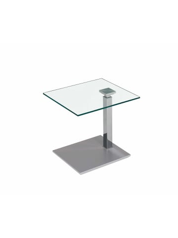 58 aufm Kessel BEISTELLTISCH höhenverstellbar Charita 55x47x47 Glas Chrom/Klarglas