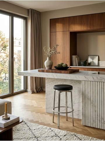 KADIMA DESIGN Barhocker | Edelstahl, 42x76x42cm, Schwarz, 360° Drehbar