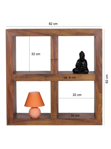 FineBuy Bücherregal in Braun / Sheesham / 82x34x82