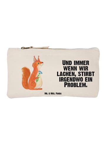 Mr. & Mrs. Panda kosmetiktäschchen Eichhörnchen Blume mit Spruch in Weiß