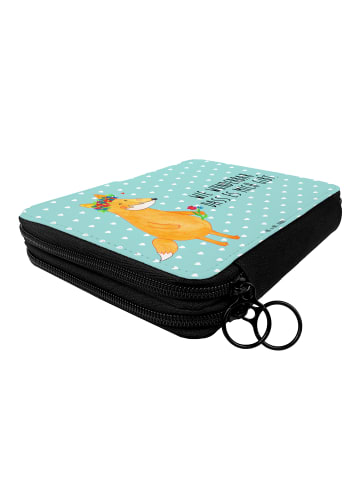 Mr. & Mrs. Panda Federmäppchen Fuchs Blumen mit Spruch in Türkis Pastell