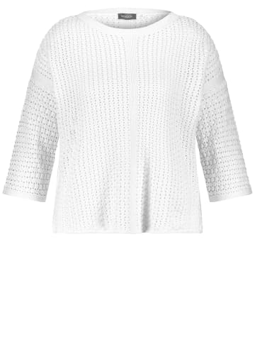 SAMOON Pullover 3/4 Arm Rundhals in white