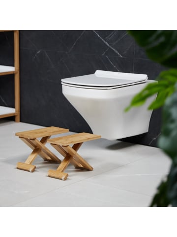 relaxdays 2-tlg. Toilettenhocker in Natur - (B)12 x (H)23 x (T)31 cm