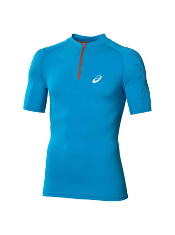 asics T-Shirt IM 1/2 Zip Top 8070 ATLANTIC in Blau