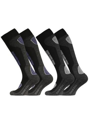 Stark Soul® Skisocken 2 Paar, Wintersportsocken, Spezialpolsterung in Schwarz/Grau