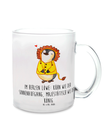Mr. & Mrs. Panda Teeglas Löwe Astrologie mit Spruch in Transparent