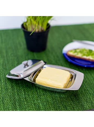 relaxdays Butterdose in Silber - 250 g Butter