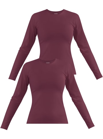 Janice 2 x Damen Langarmshirt hochgeschlossen Niska in Burgund