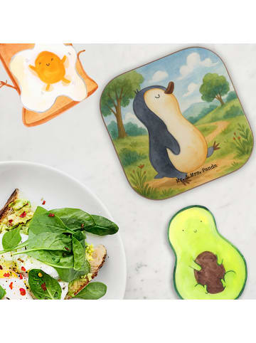 Mr. & Mrs. Panda Bierdeckel Pinguin mHerzieren Design ohne Spruch in Weiß