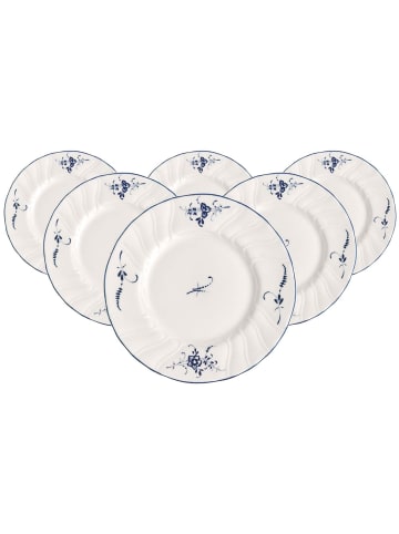 Villeroy & Boch 6er Set Brotteller Vieux Luxembourg in Weiß-Blau ø 15,5 cm in weiß-blau