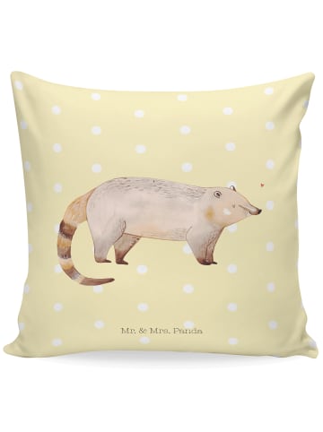 Mr. & Mrs. Panda 40 x 40 Kissen Nasenbaer ohne Spruch in Gelb Pastell