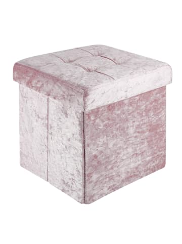 Intirilife Faltbarer Sitzhocker 38x38x38 cm in Samt Rosé