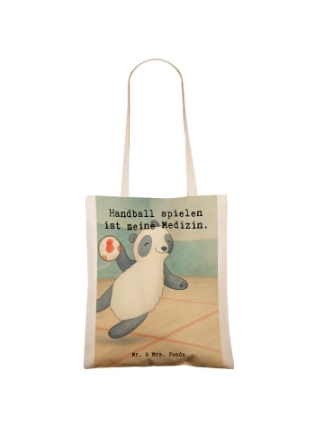 Mr. & Mrs. Panda Tasche Panda Handball spielen Design mit Spruch in Weiß