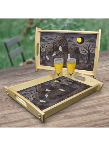 Mr. & Mrs. Panda Serviertablett Holz Geister Villa Design ohne S... in Weiß