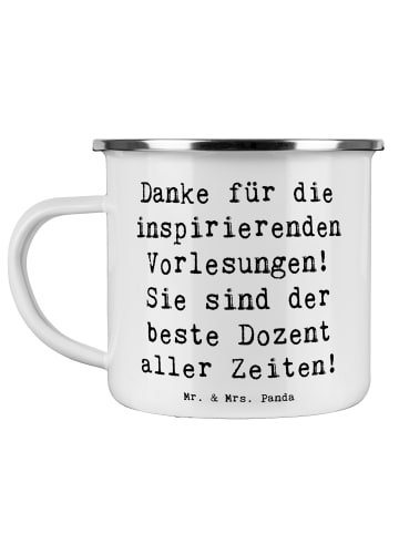 Mr. & Mrs. Panda Emaille Tasse Spruch Bester Dozent mit Spruch in Weiß
