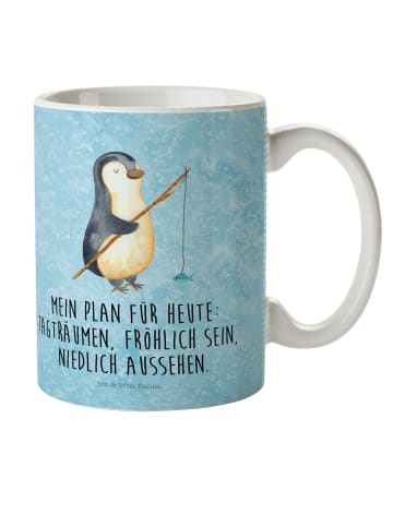 Mr. & Mrs. Panda Mehrwegbecher Pinguin Angler mit Spruch in Eisblau