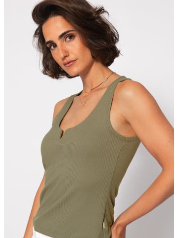 SASSYCLASSY Geripptes Top mit V-Ausschnitt in grün