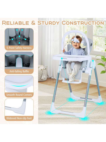 COSTWAY Hochstuhl Baby klappbar ab 6 Monaten in Grau