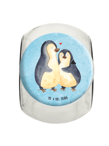 Mr. & Mrs. Panda Bonbonglas Pinguin umarmen ohne Spruch in Eisblau