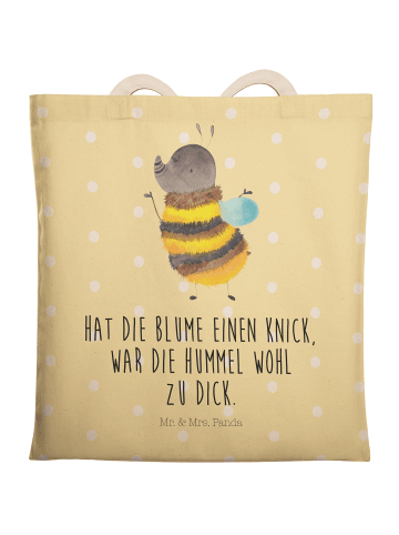 Mr. & Mrs. Panda Einkaufstasche Hummel flauschig mit Spruch in Gelb Pastell