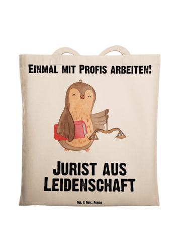 Mr. & Mrs. Panda Umhängetasche Jurist Leidenschaft mit Spruch in Creme