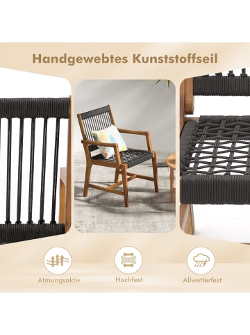 COSTWAY 2er Set Gartenstuhl in Schwarz