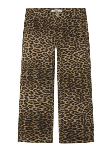 name it Wide Leg Leoprint Hose NKFROSE WIDE TWI PANTS in silver mink