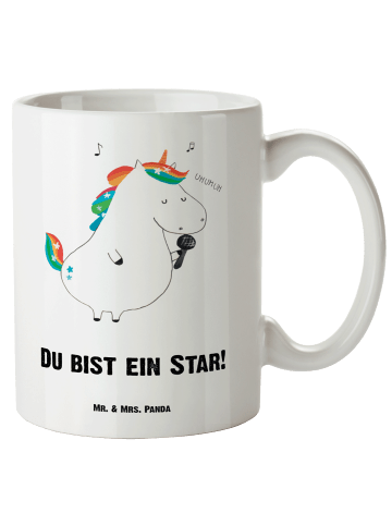 Mr. & Mrs. Panda XL Tasse Einhorn Sänger mit Spruch in Weiß