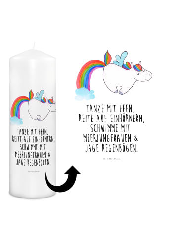 Mr. & Mrs. Panda Stumpenkerze Einhorn Fliegendes Pferd mit Spruch in Weiß
