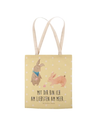 Mr. & Mrs. Panda Beutel Hasen Muschel mit Spruch in Gelb Pastell