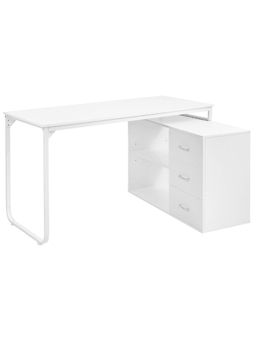 Beliani Schreibtisch SOGNE in Weiß - (W) 140 x (H) 75 x (L) 100 cm