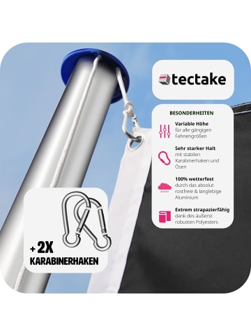 tectake Aluminium Fahnenmast mit Deutschland Flagge in 6,25 m Höhe