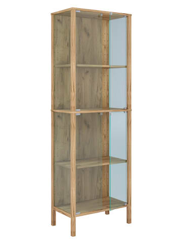 VCM  Glasvitrine Jensol hoch Schrank stehend in Honig-Eiche