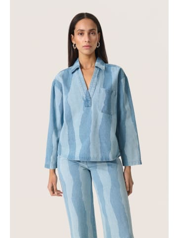 Soaked in Luxury Langarm - Hemd SLMaisa Lockere Passform in Medium Blue Torn Stripes