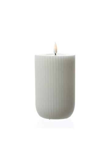 Deluxe Homeart LED Kerze Mia gerillt Echtwachs mit Rillen H: 12,5cm D: 8cm in weiß