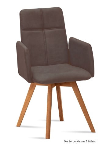 58 aufm Kessel ARMLEHNSTUHL (2er-Set) Dinah 52x92x60 Eiche geölt/Braun