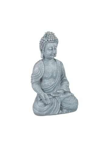 relaxdays Buddha Figur in Hellgrau - (H)18 cm