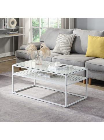 FineBuy Couchtisch in Weiß / Glas / 100x50x45