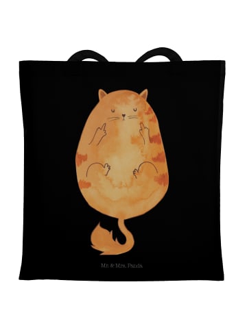 Mr. & Mrs. Panda Tote Bag Katze Frühaufsteher ohne Spruch in Schwarz