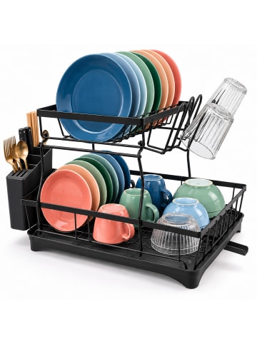 relaxdays Abtropfgestell in Schwarz - (B)47,5 x (H)34 x (T)30,5 cm