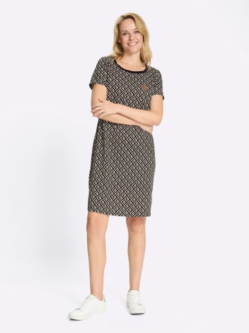 Sieh an! Jerseykleid in beige-schwarz-bedruckt