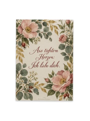 Grußkarte Blumen Botanisch Design mit Spruch in Weiß