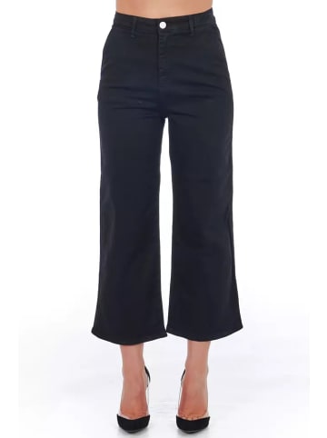 Frankie Morello Schwarz Baumwolle Damen Cropped Hose