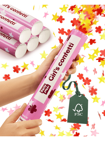 Partyjoker 5 Konfettikanonen für Kinder Geburtstag für Mädchen – mit Sternen K...